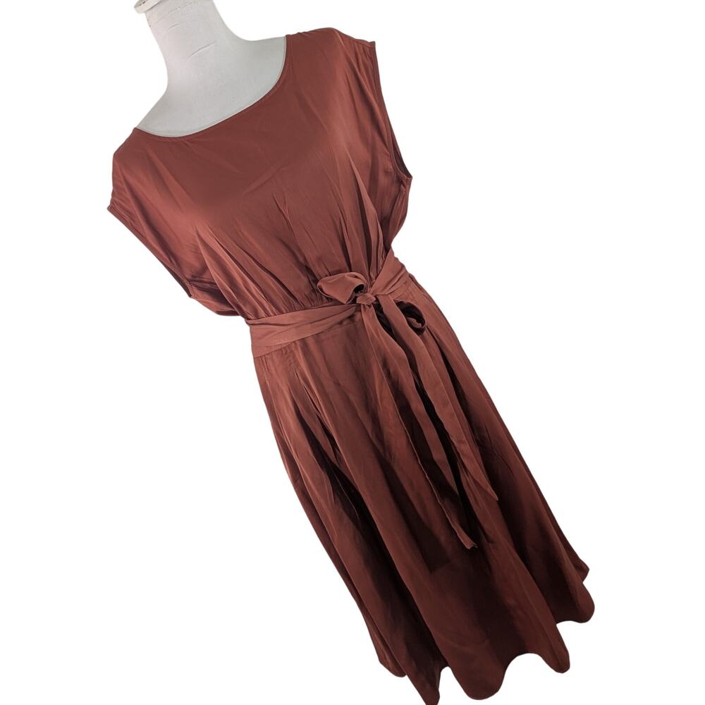 NWT@$90! LOFT! FABULOUS AUTUMN LEAF ORANGE TIE BELTED A-LINE DRESS! SZ 12